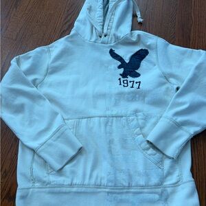 VTG American Eagle Hoodie Extra medium Oatmeal Color Graphic Embroidery